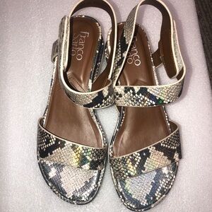Franco Sarto Chiara Platform Sandal Brown Snakeskin Ankle Strap Sandal 8.5